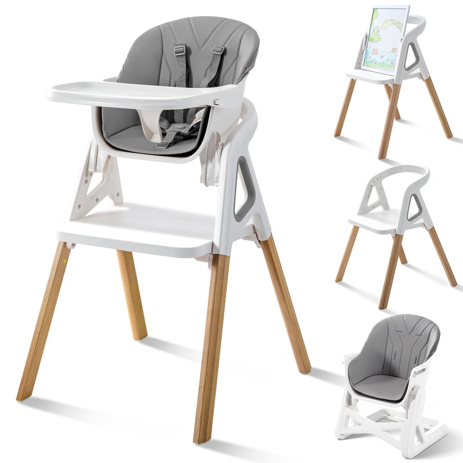 ベビーハイチェア 7way 成長チェア テーブル&座面高さ調整 グレー 新品 Amazon | 「在庫一掃」CHOZAN ベビーハイチェア 成長チェア テーブル